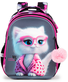 Шкільний рюкзак з ортопедичною спинкою для дівчинки School Standard 38х30х18 см з Котом  для молодших класів (170-66)